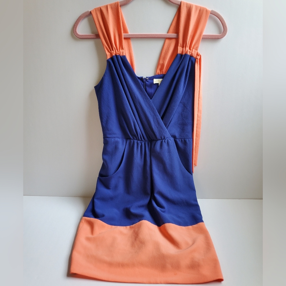 Shoshanna color block blue and pink dress size 0